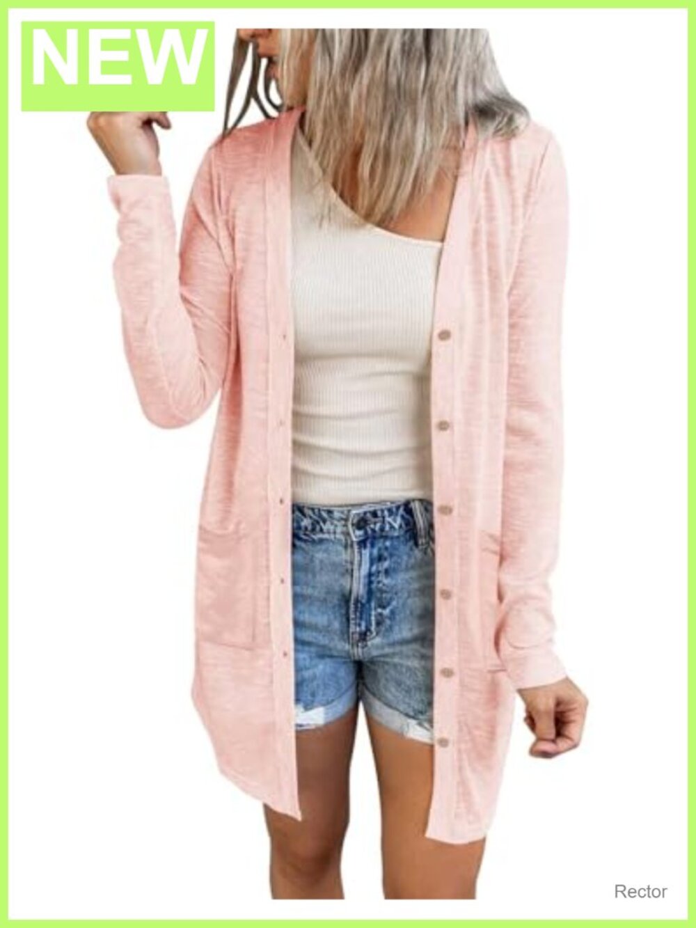 Womens Lightweight Open Front Long Cardigan Below Hip Button Down Loose Fit
